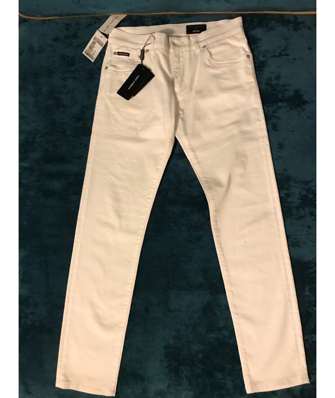 DOLCE&GABBANA Белые хлопко-эластановые джинсы скинни, фото 6