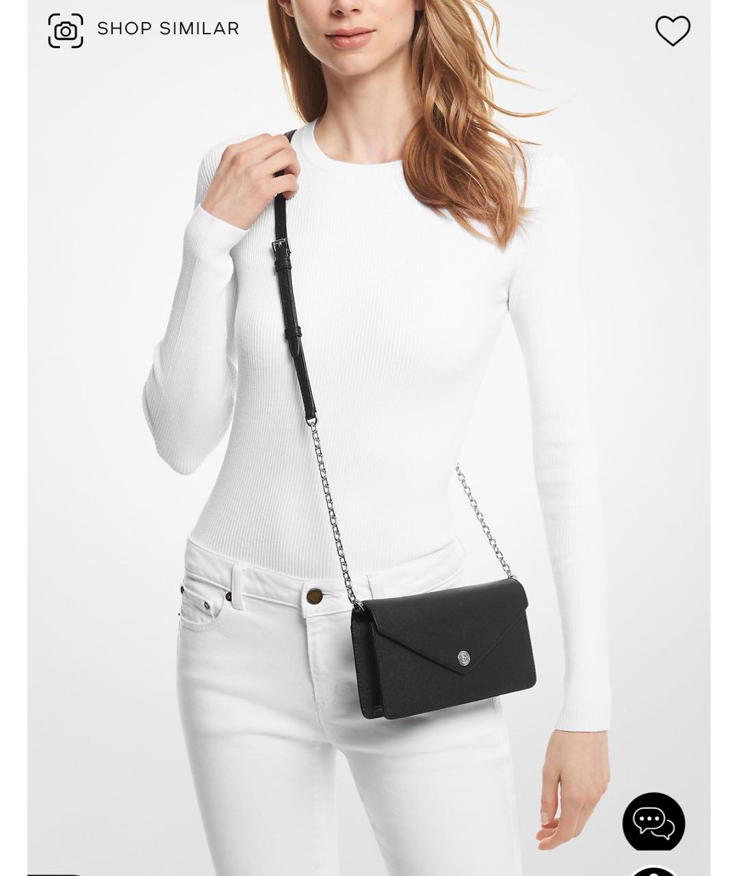 MICHAEL KORS Черная кожаная сумка через плечо, фото 4