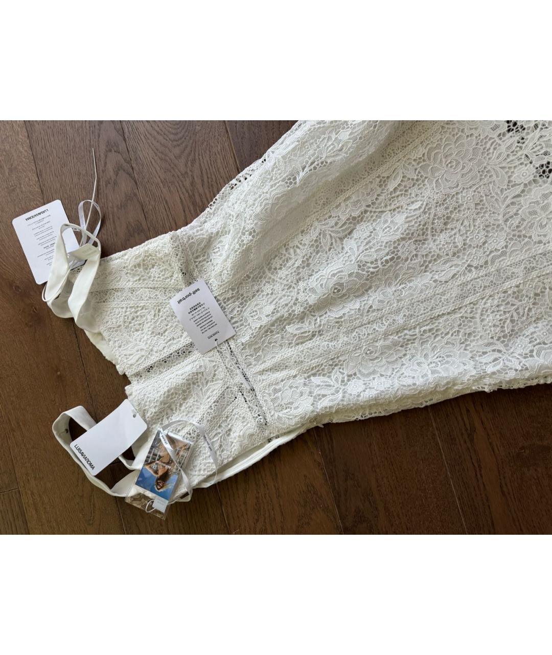 SELF-PORTRAIT Белое кружевное коктейльное платье, фото 3