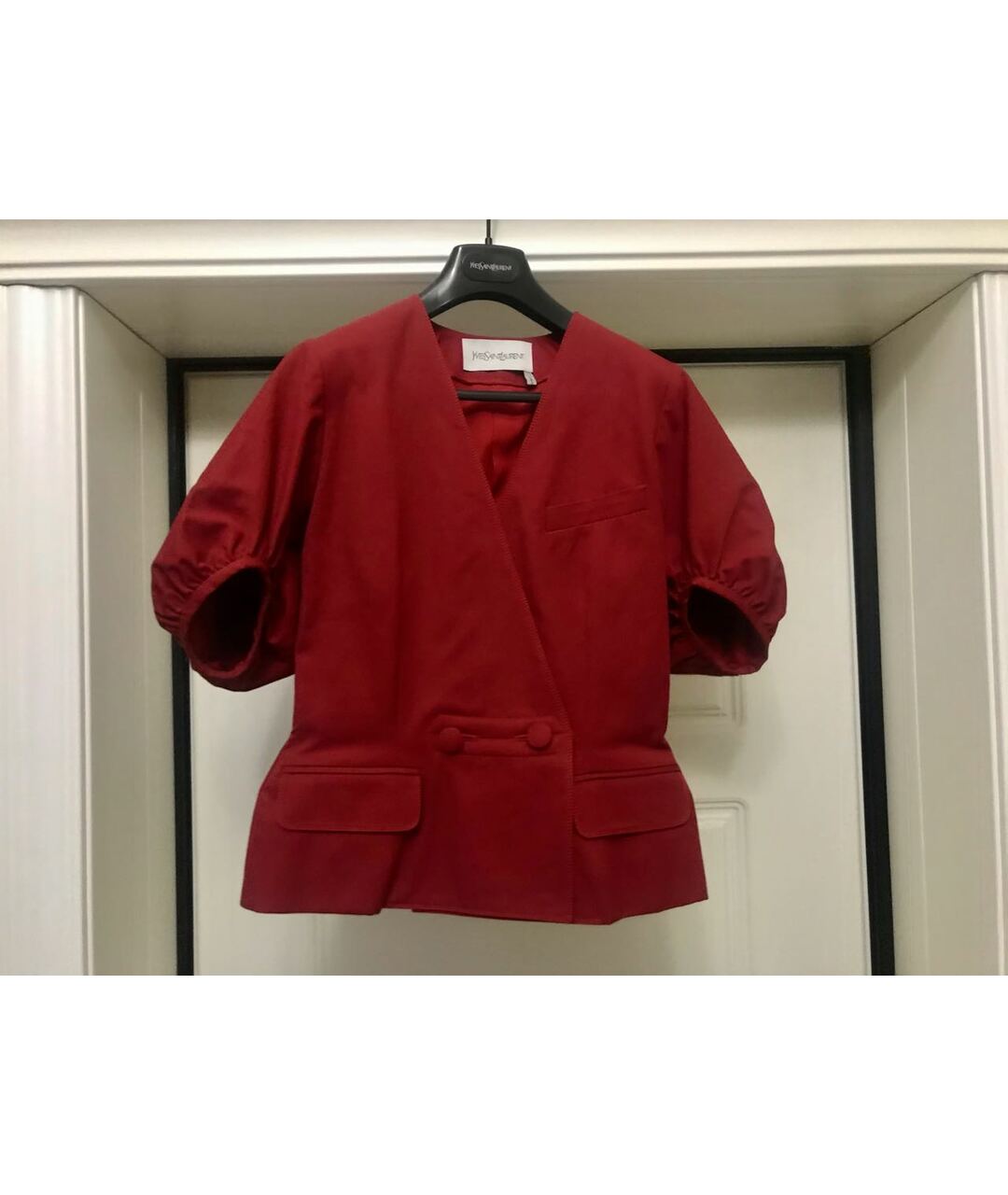 SAINT LAURENT Бордовый хлопковый костюм с юбками, фото 8