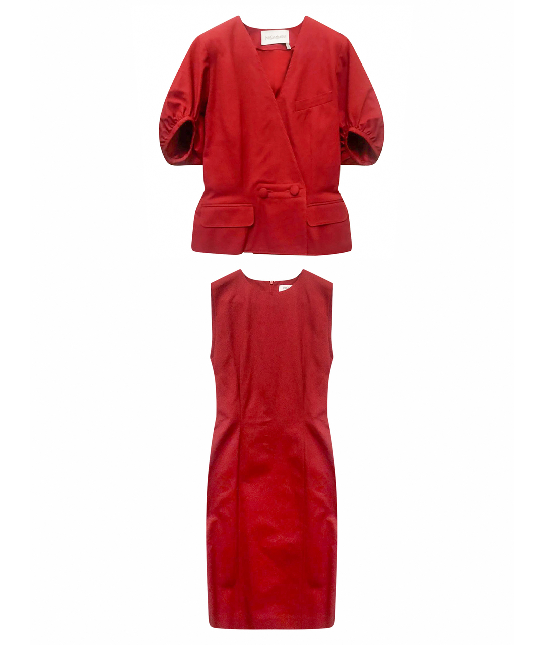 SAINT LAURENT Бордовый хлопковый костюм с юбками, фото 1