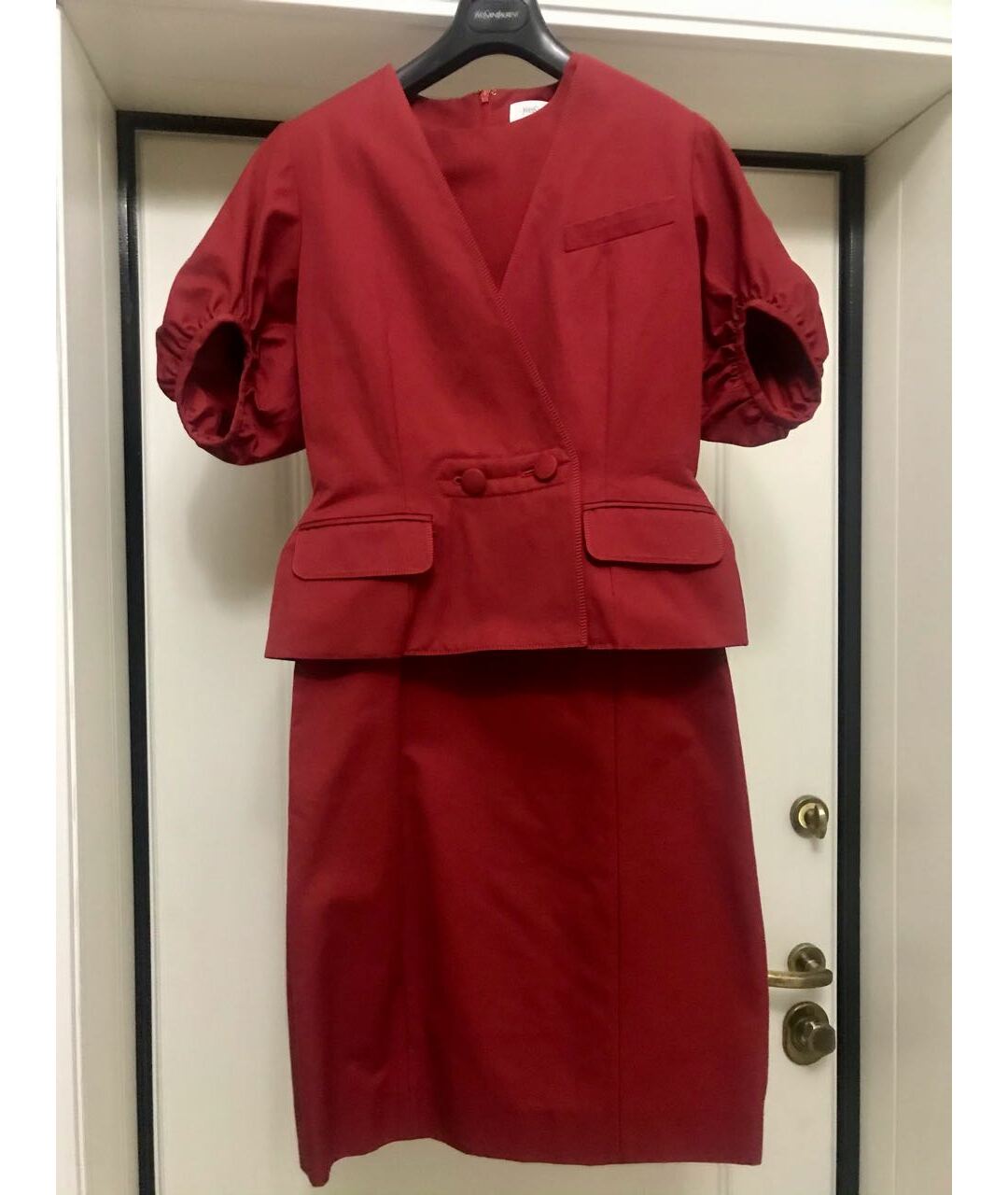 SAINT LAURENT Бордовый хлопковый костюм с юбками, фото 7
