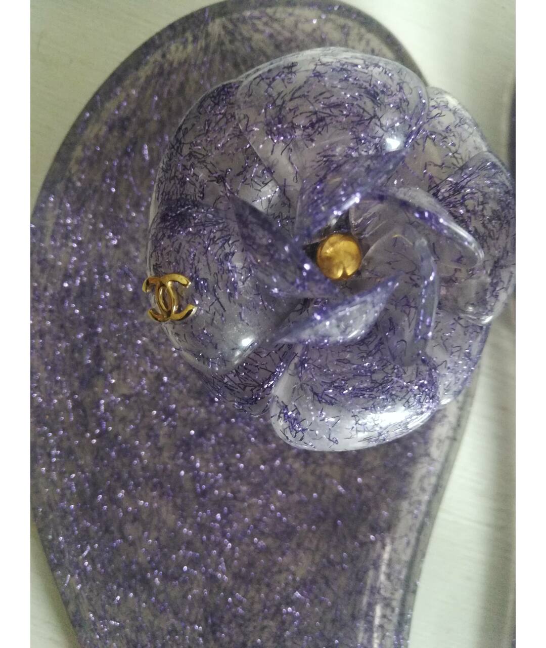 CHANEL PRE-OWNED Фиолетовые резиновые сандалии, фото 7