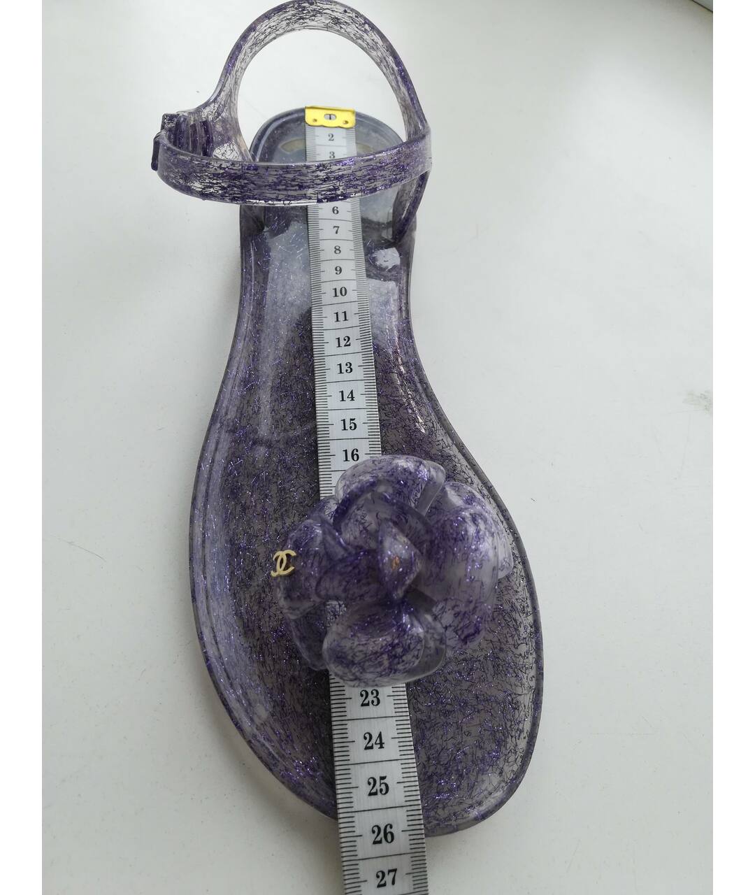 CHANEL PRE-OWNED Фиолетовые резиновые сандалии, фото 6