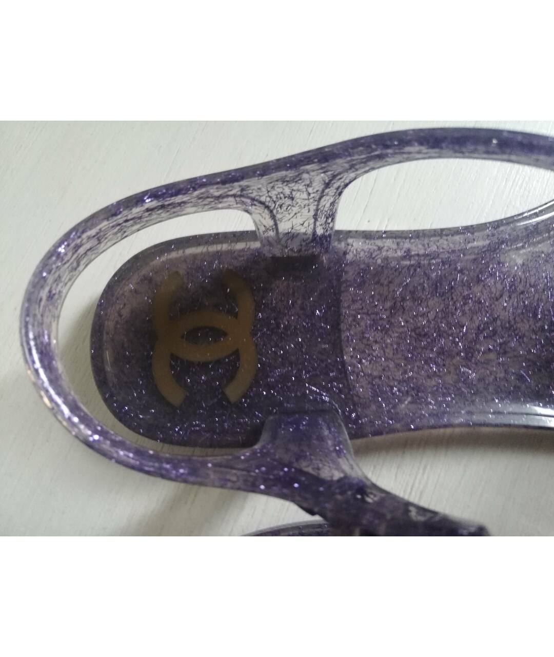 CHANEL PRE-OWNED Фиолетовые резиновые сандалии, фото 8