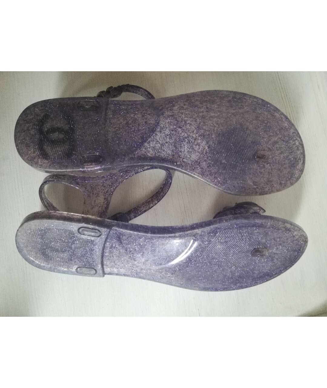 CHANEL PRE-OWNED Фиолетовые резиновые сандалии, фото 4