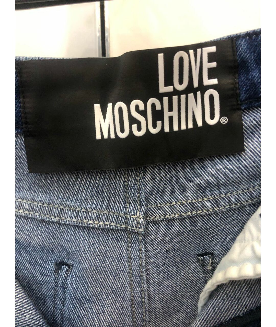 LOVE MOSCHINO Голубые хлопко-полиэстеровые джинсы слим, фото 3