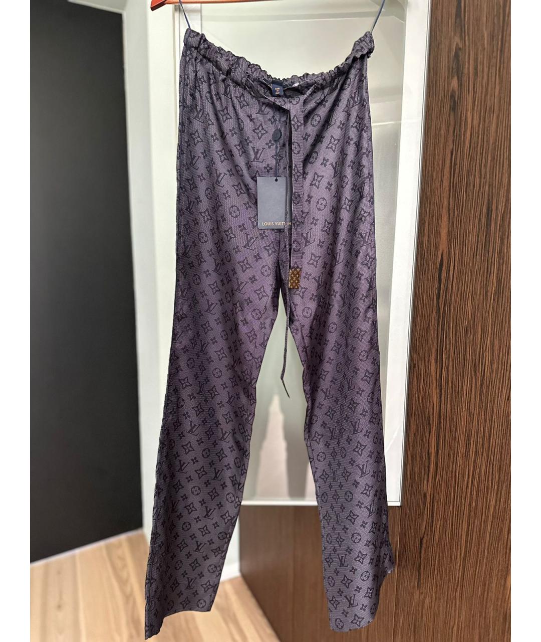 LOUIS VUITTON Фиолетовые шелковые прямые брюки, фото 2