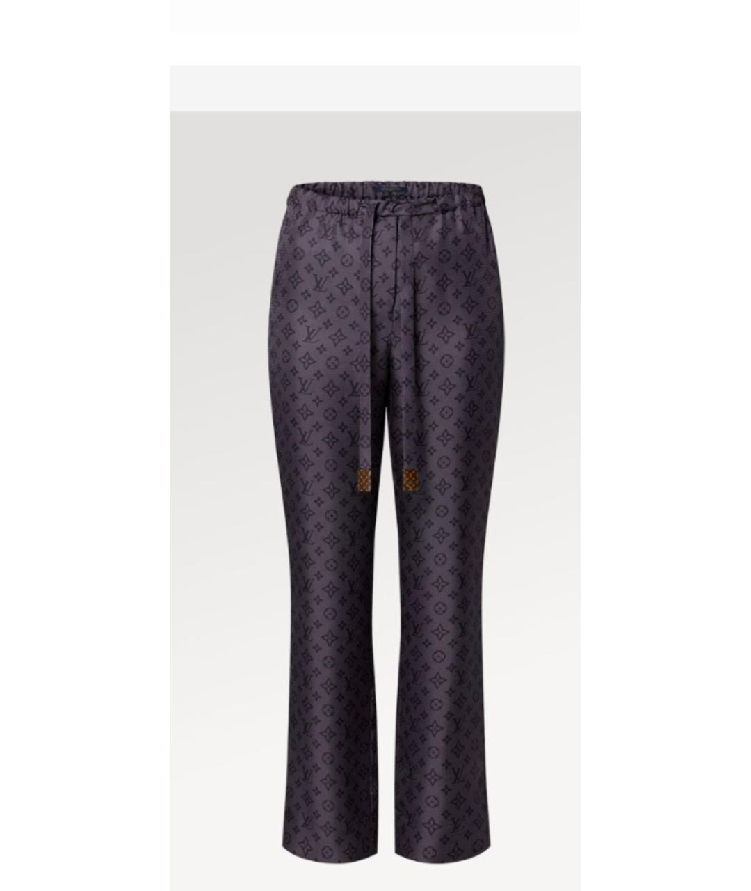 LOUIS VUITTON Фиолетовые шелковые прямые брюки, фото 3