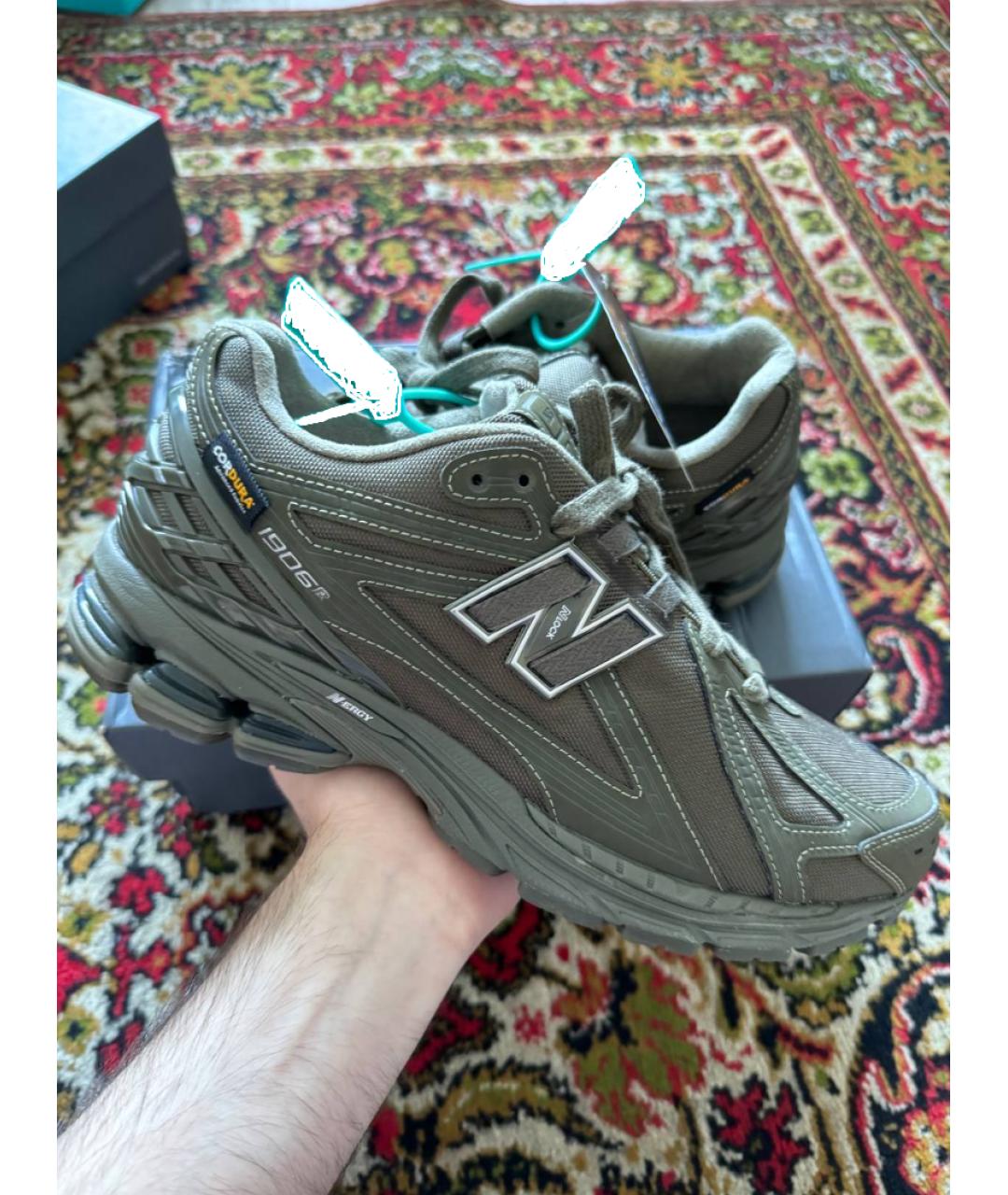 NEW BALANCE Зеленые текстильные низкие кроссовки / кеды, фото 6