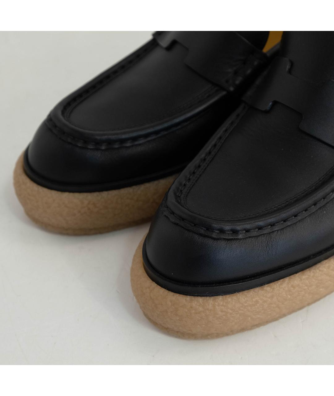 HERMES Черные кожаные лоферы, фото 3