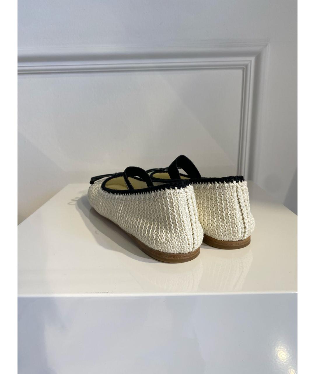 MIU MIU Бежевые текстильные балетки, фото 3