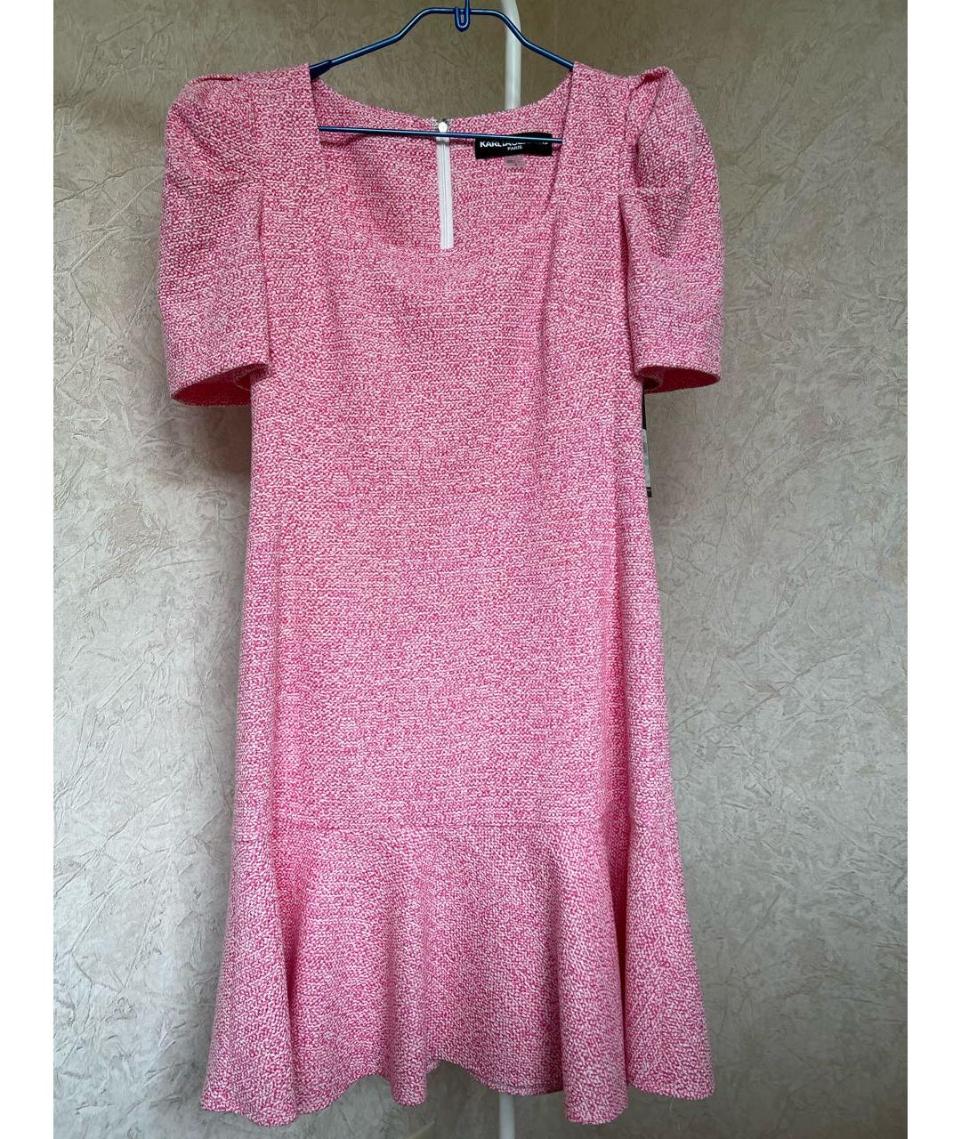 KARL LAGERFELD Розовое хлопко-эластановое коктейльное платье, фото 5