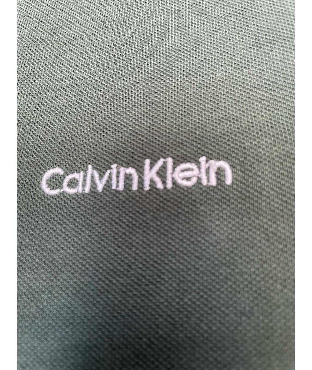 CALVIN KLEIN Зеленые хлопковое поло с длинным рукавом, фото 3