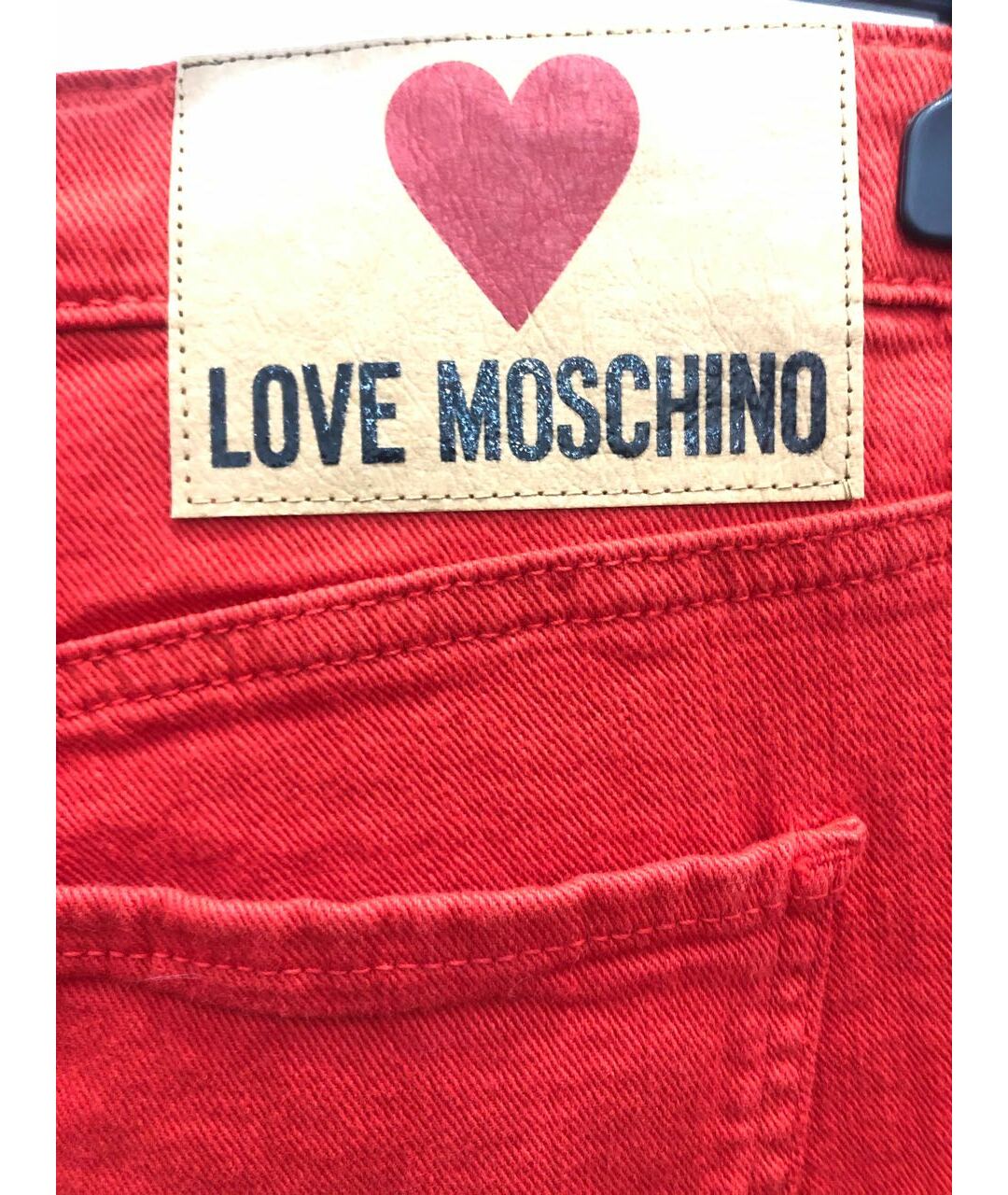 LOVE MOSCHINO Красные хлопковые шорты, фото 4