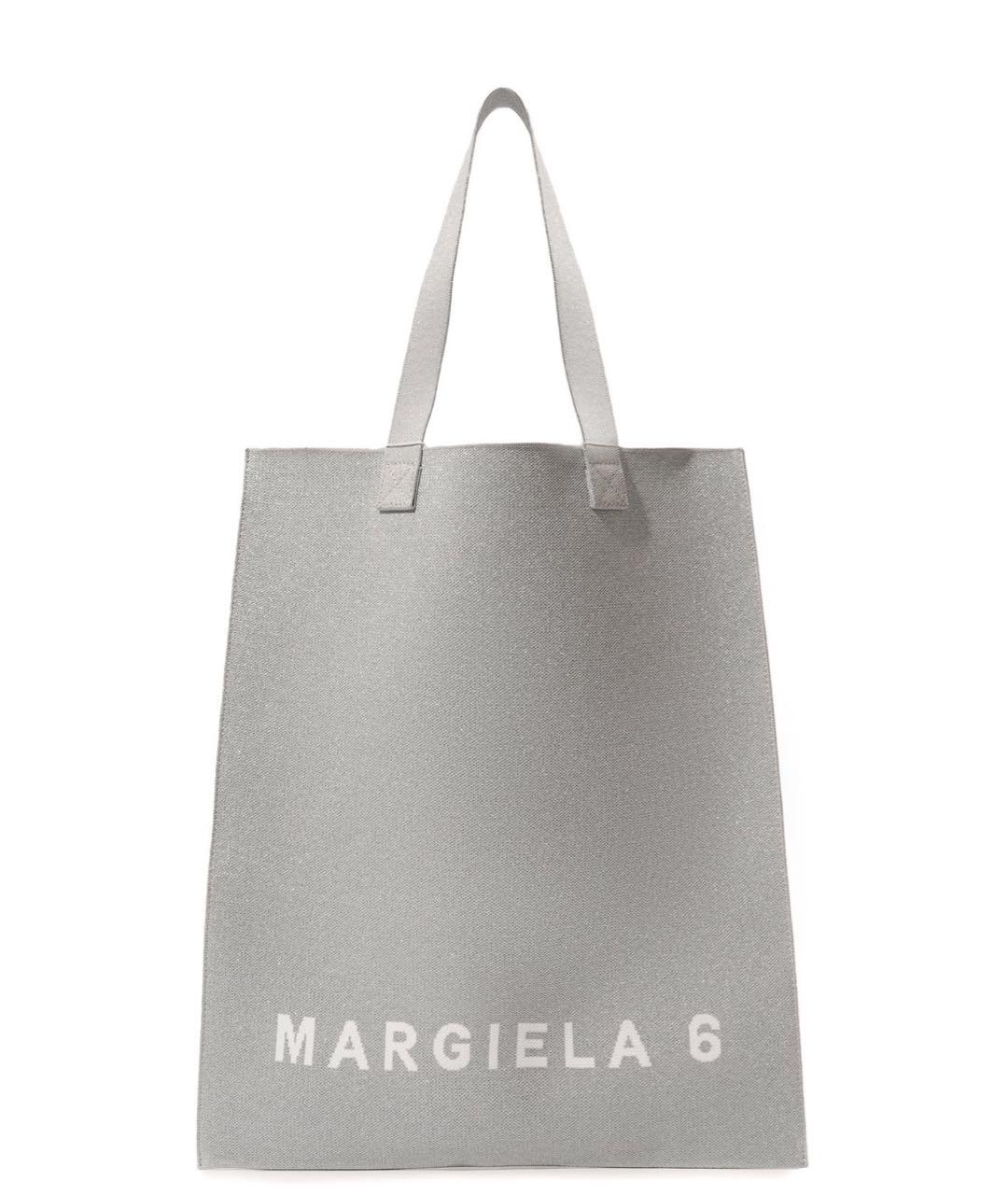 MM6 MAISON MARGIELA Серебряная тканевая сумка тоут, фото 1