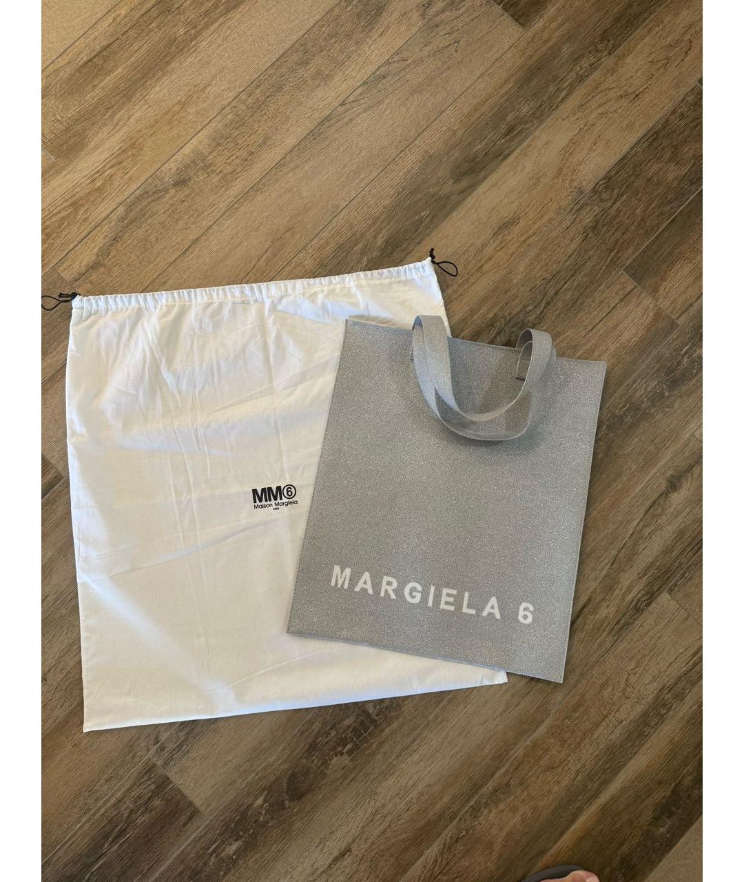 MM6 MAISON MARGIELA Серебряная тканевая сумка тоут, фото 3