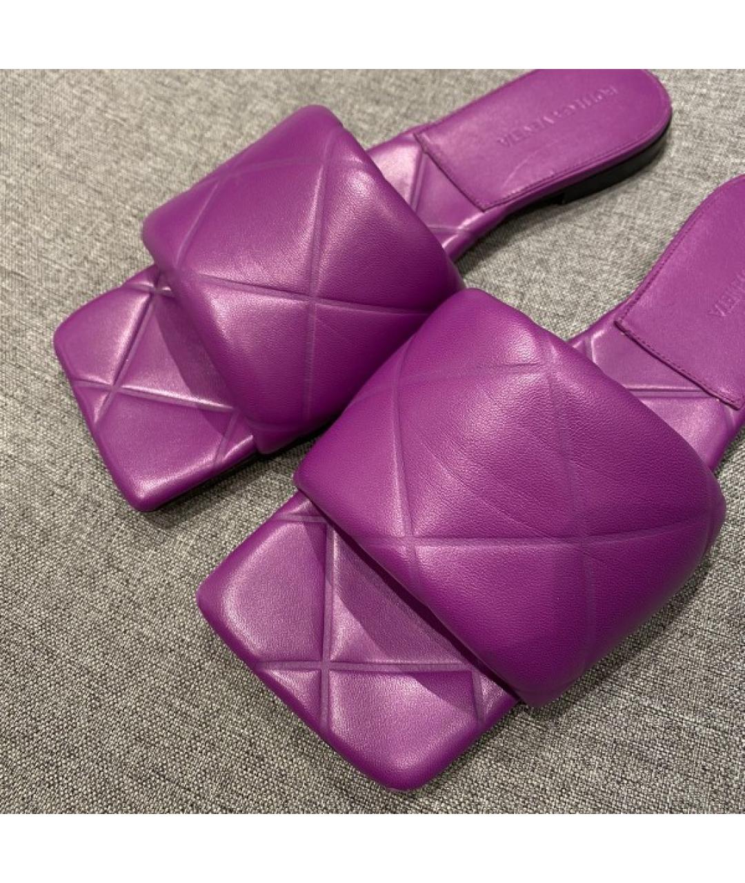 BOTTEGA VENETA Фиолетовые кожаные шлепанцы, фото 7