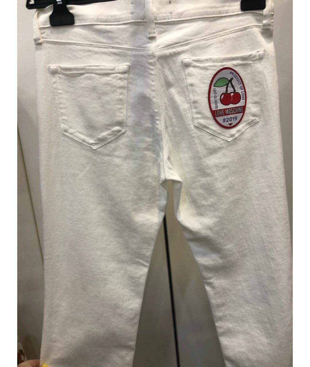 LOVE MOSCHINO Белые хлопковые джинсы слим, фото 2