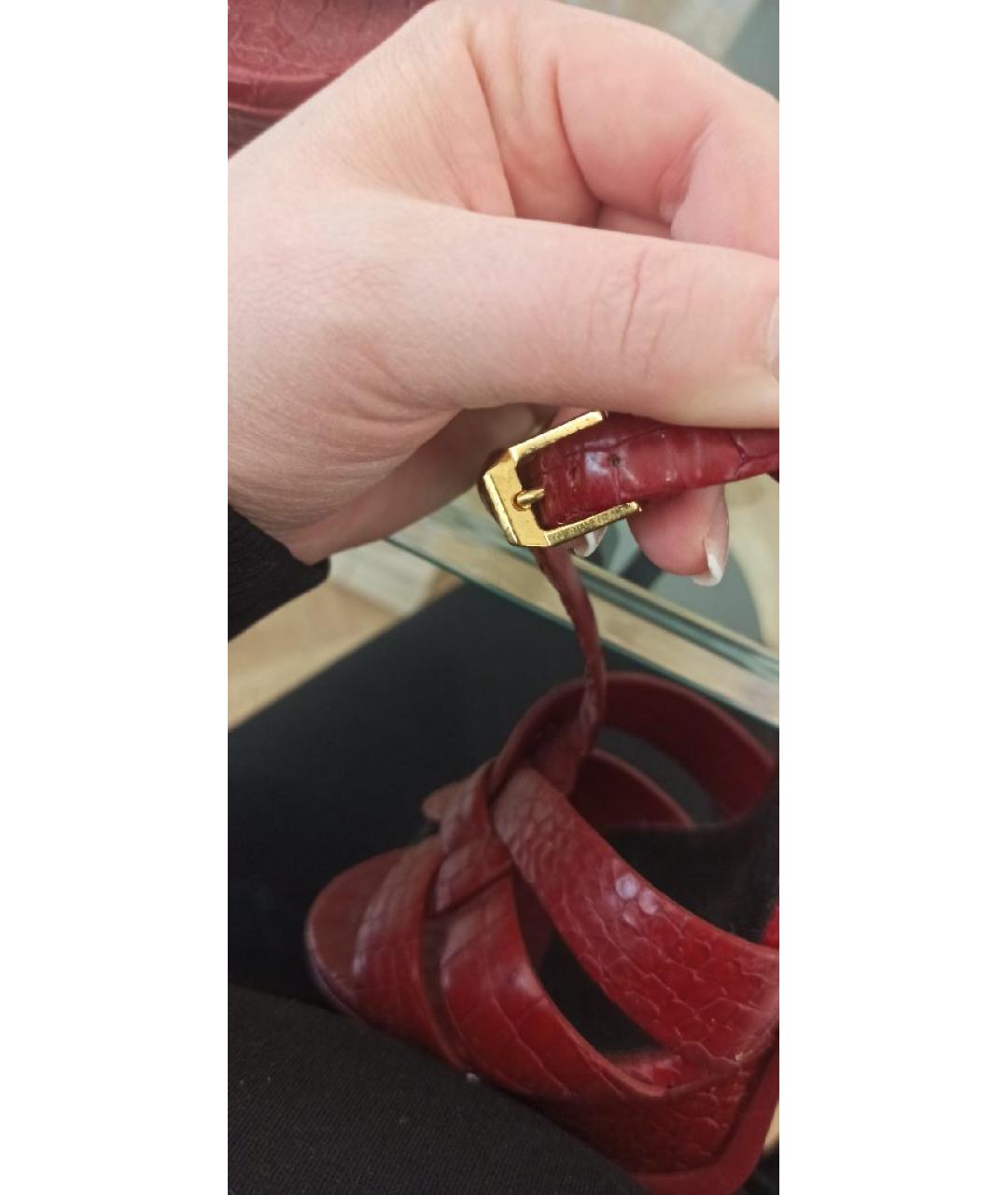 SAINT LAURENT Красные кожаные босоножки, фото 8