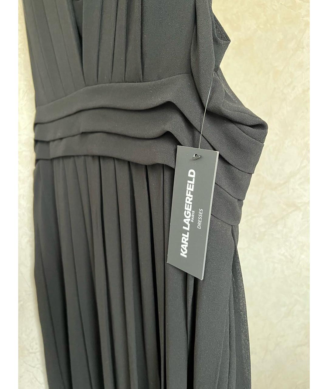 KARL LAGERFELD Черное шифоновое коктейльное платье, фото 5