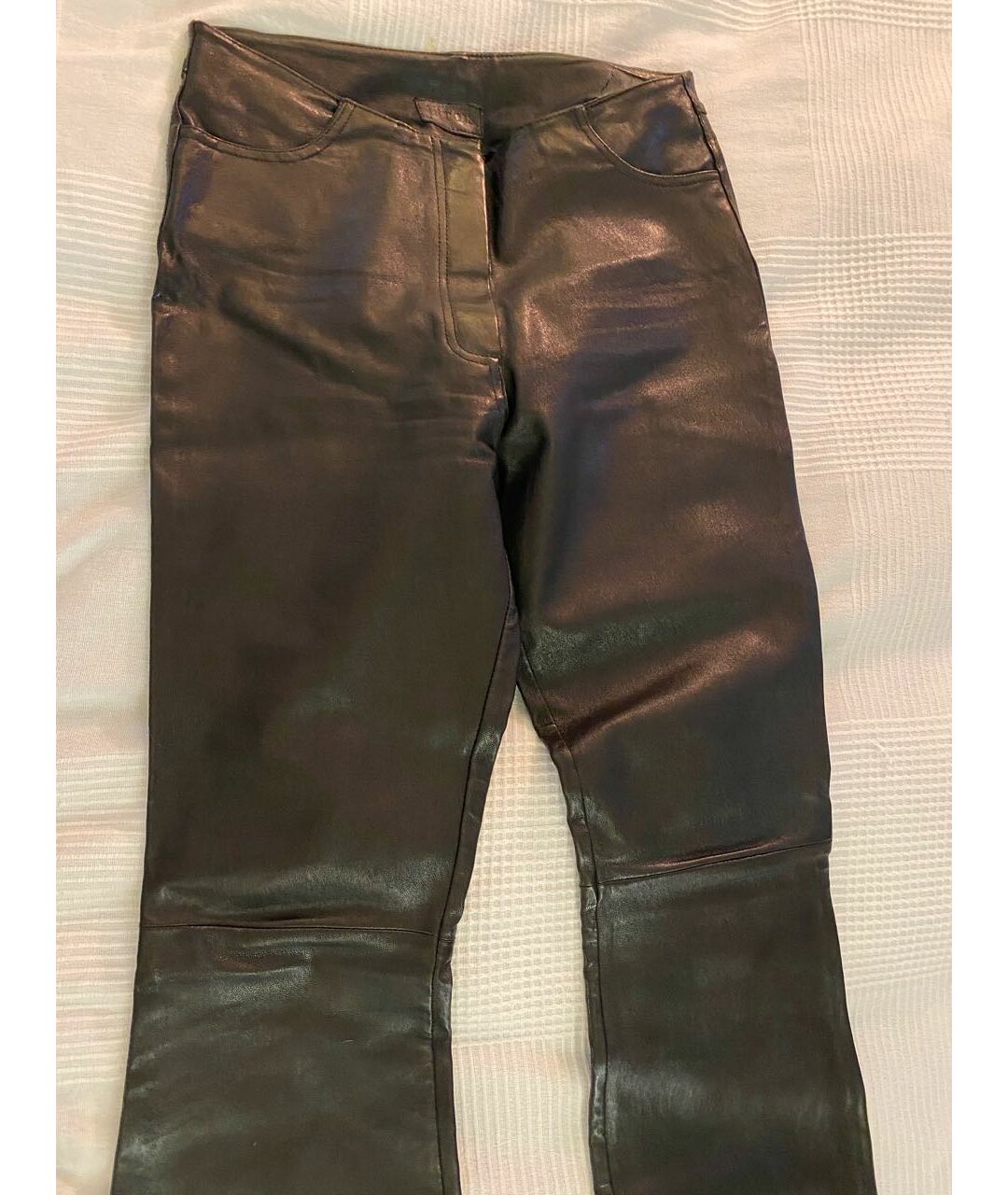 JITROIS Черные кожаные прямые брюки, фото 2