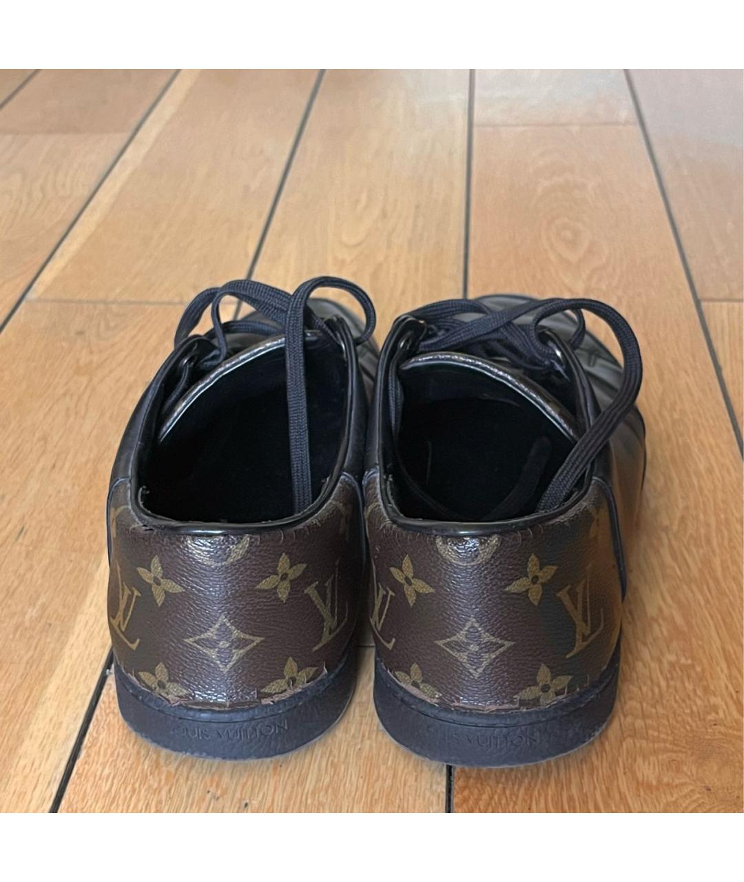 LOUIS VUITTON Черные кожаные низкие кроссовки / кеды, фото 4