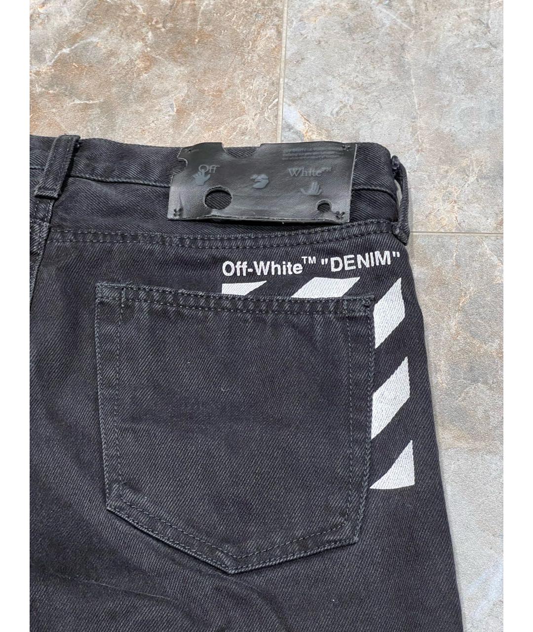 OFF-WHITE Черные хлопковые прямые джинсы, фото 4