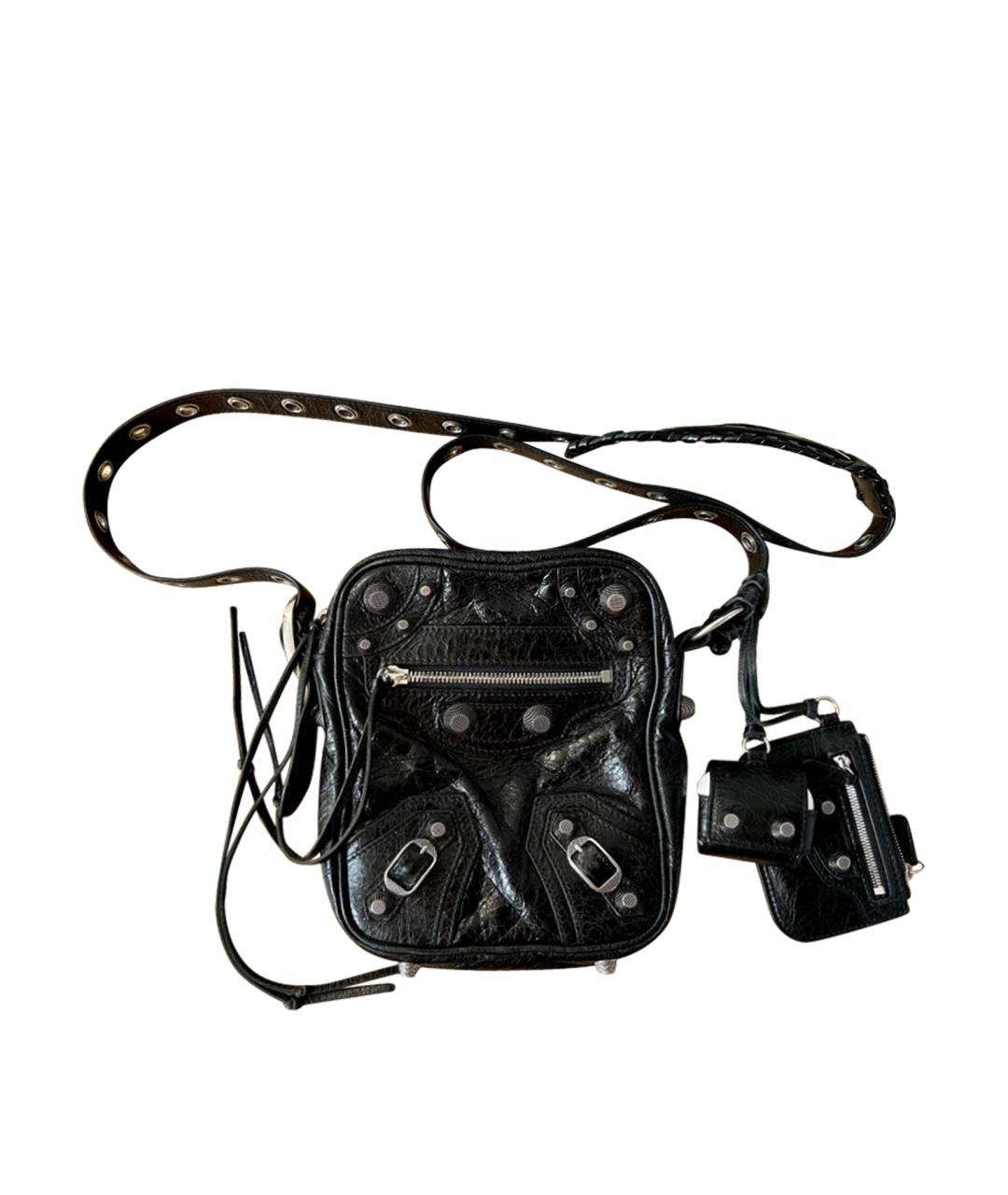 BALENCIAGA Черная кожаная сумка на плечо, фото 1