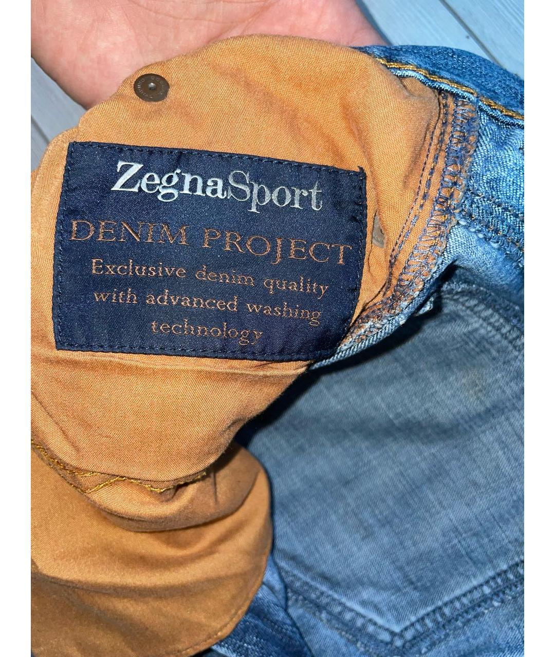 ZEGNA SPORT Синие хлопковые прямые джинсы, фото 3