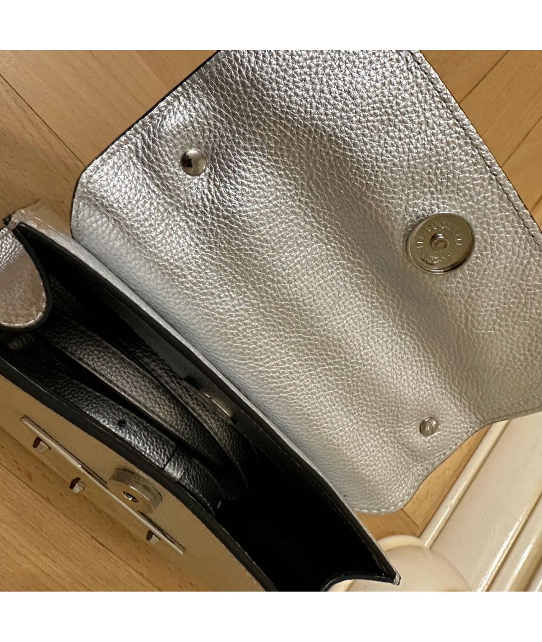 COCCINELLE Серебряная кожаная сумка с короткими ручками, фото 4