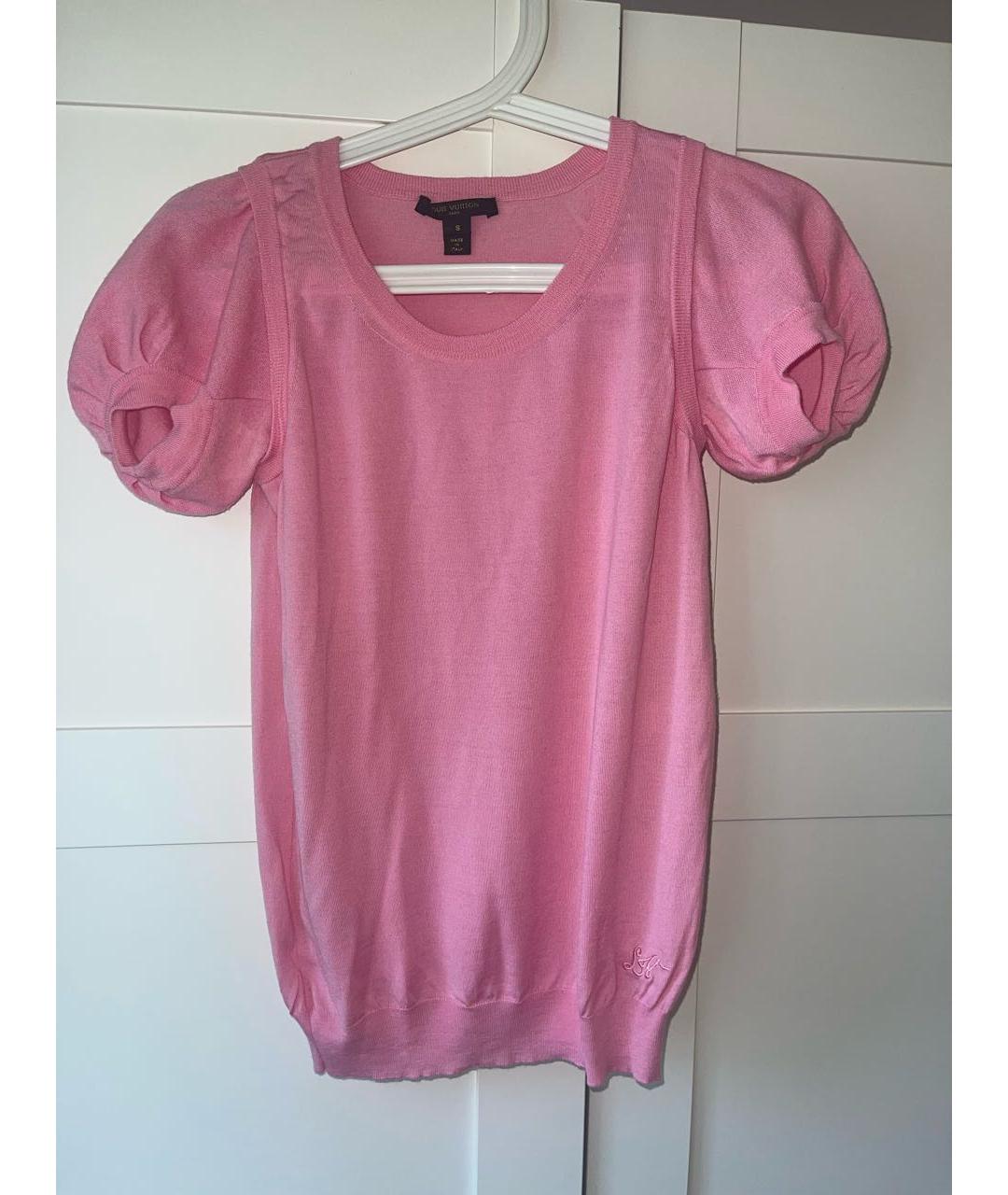 LOUIS VUITTON PRE-OWNED Розовая шелковая футболка, фото 6