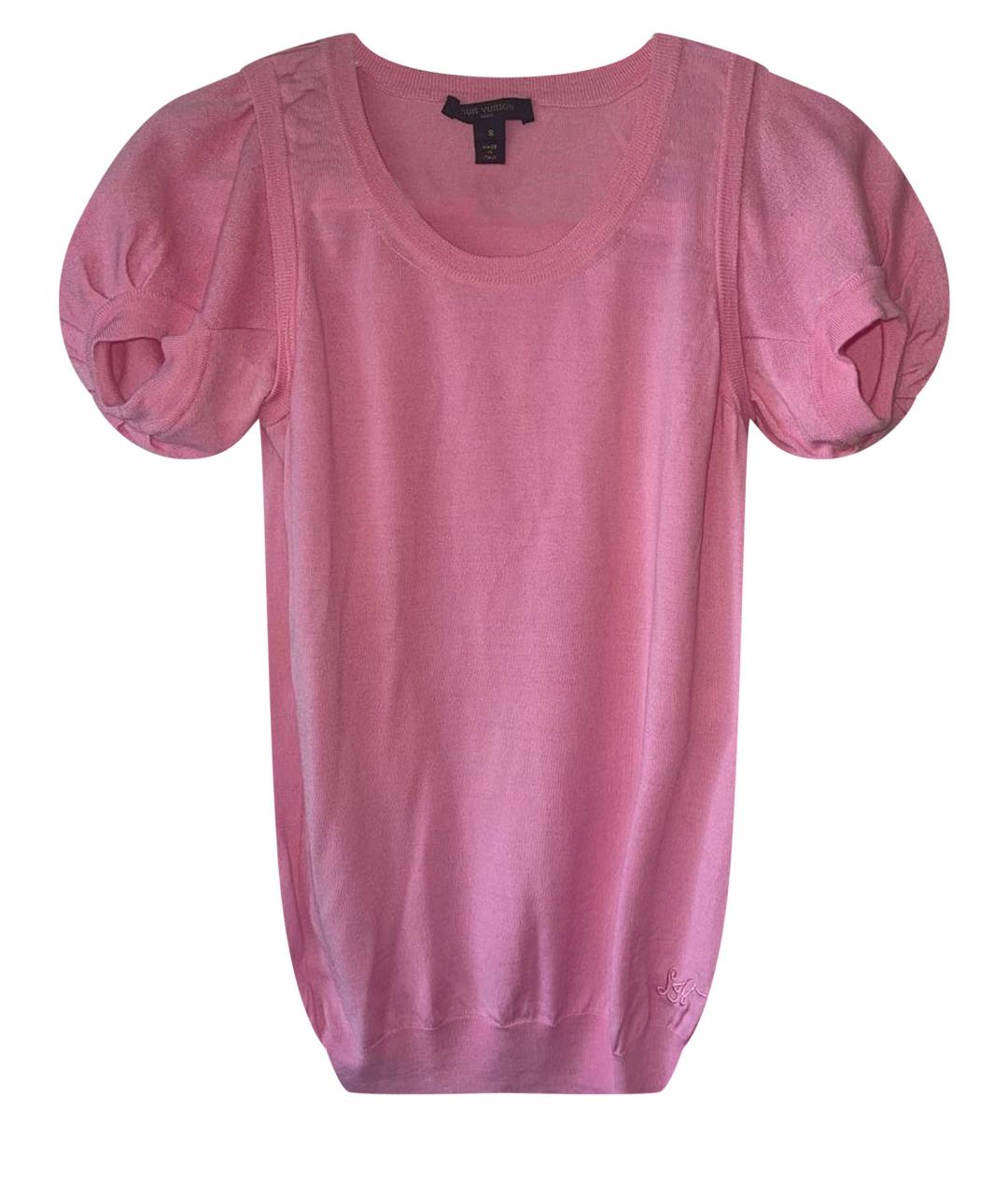 LOUIS VUITTON PRE-OWNED Розовая шелковая футболка, фото 1