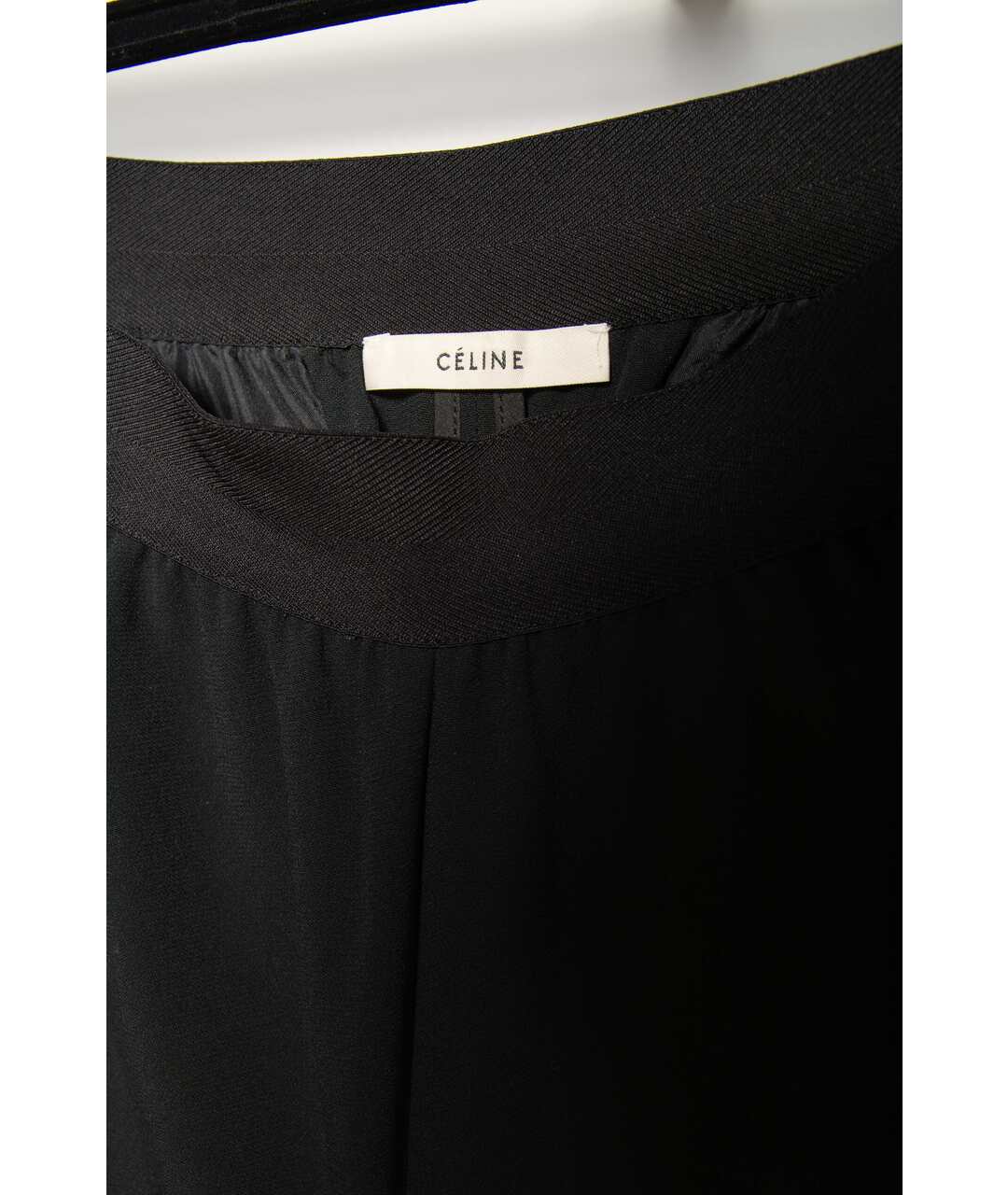 CELINE PRE-OWNED Черные шелковые прямые брюки, фото 4