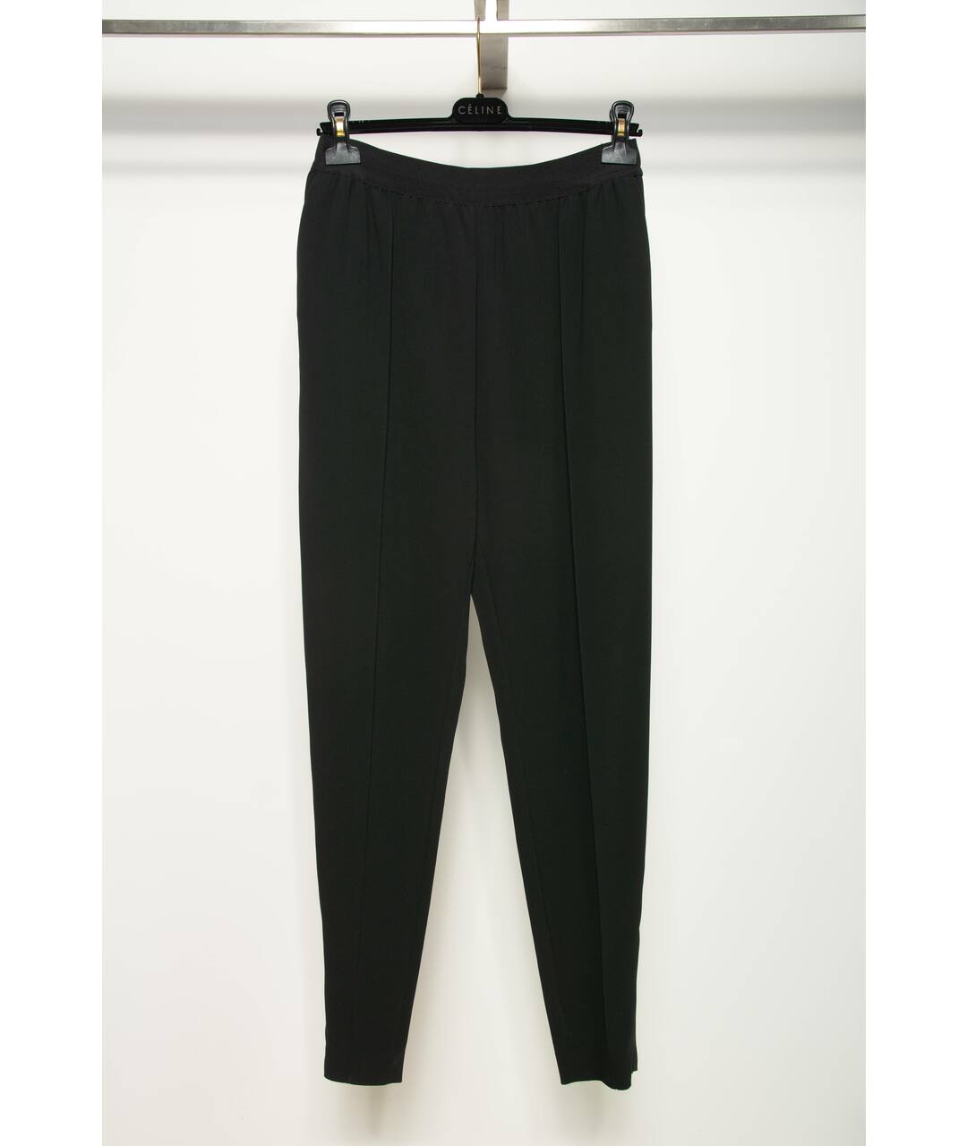 CELINE PRE-OWNED Черные шелковые прямые брюки, фото 2