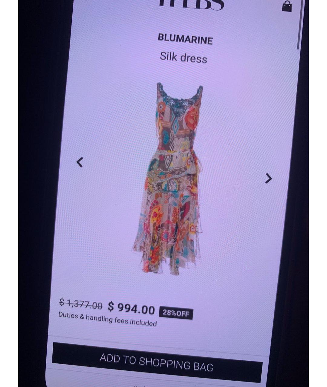 BLUMARINE Мульти шелковое повседневное платье, фото 4