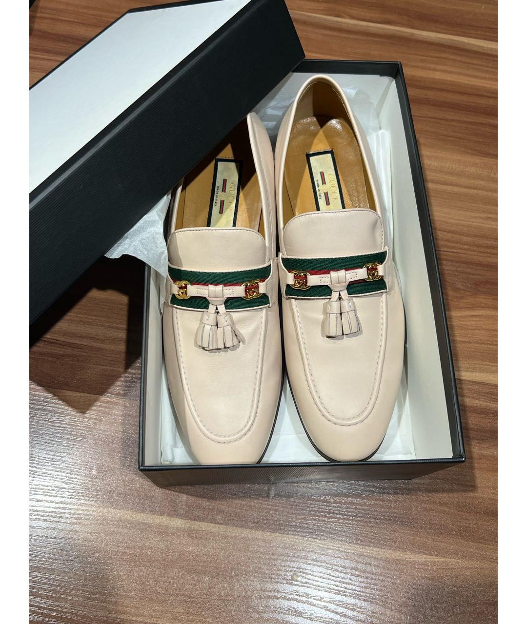 GUCCI Белые кожаные лоферы, фото 8