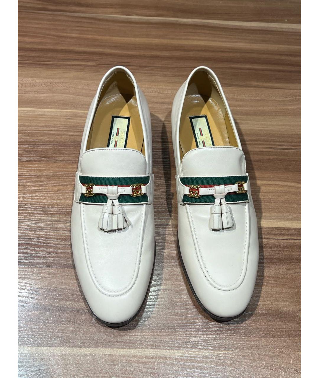 GUCCI Белые кожаные лоферы, фото 2