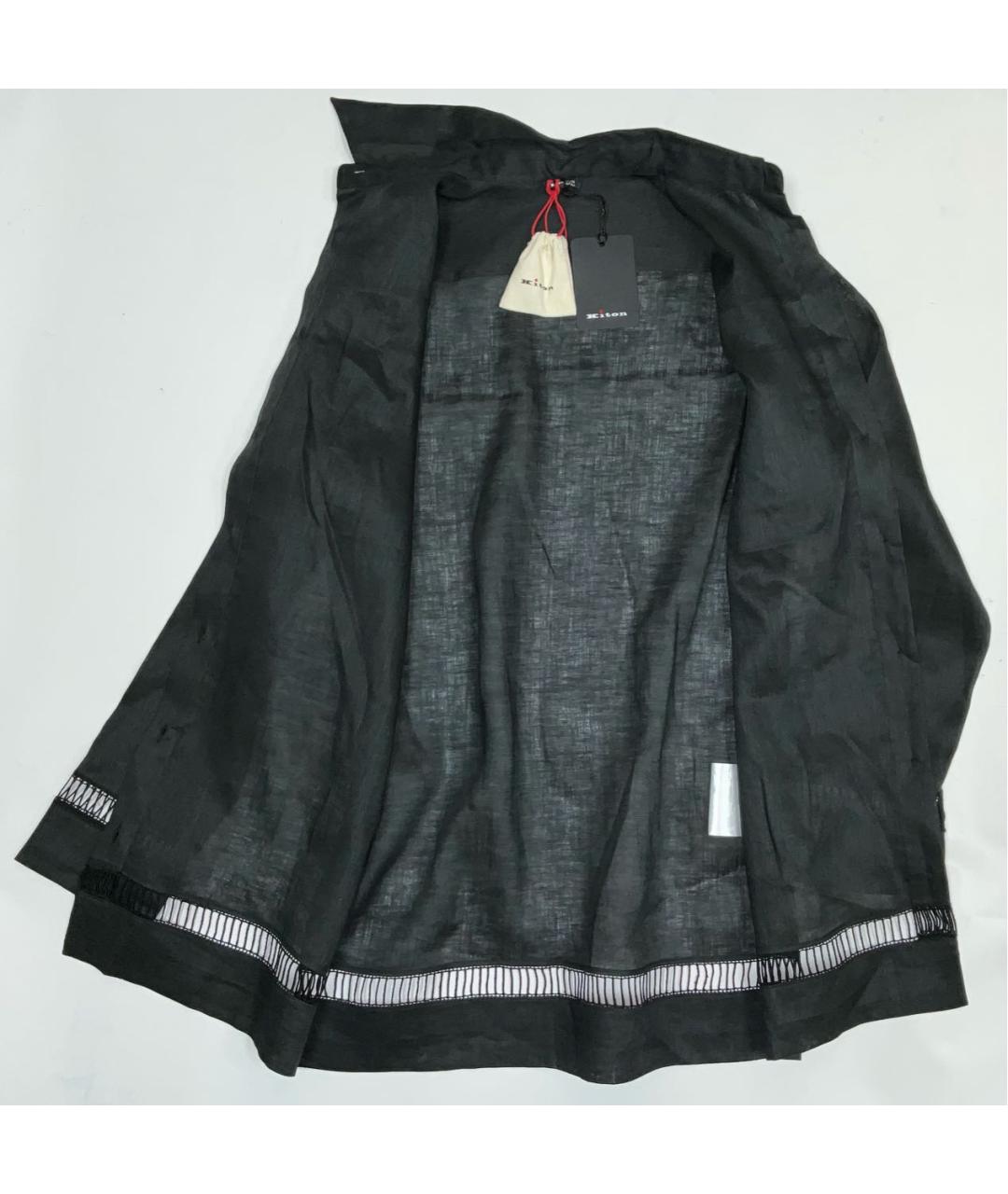 KITON Черный льняной костюм с брюками, фото 2
