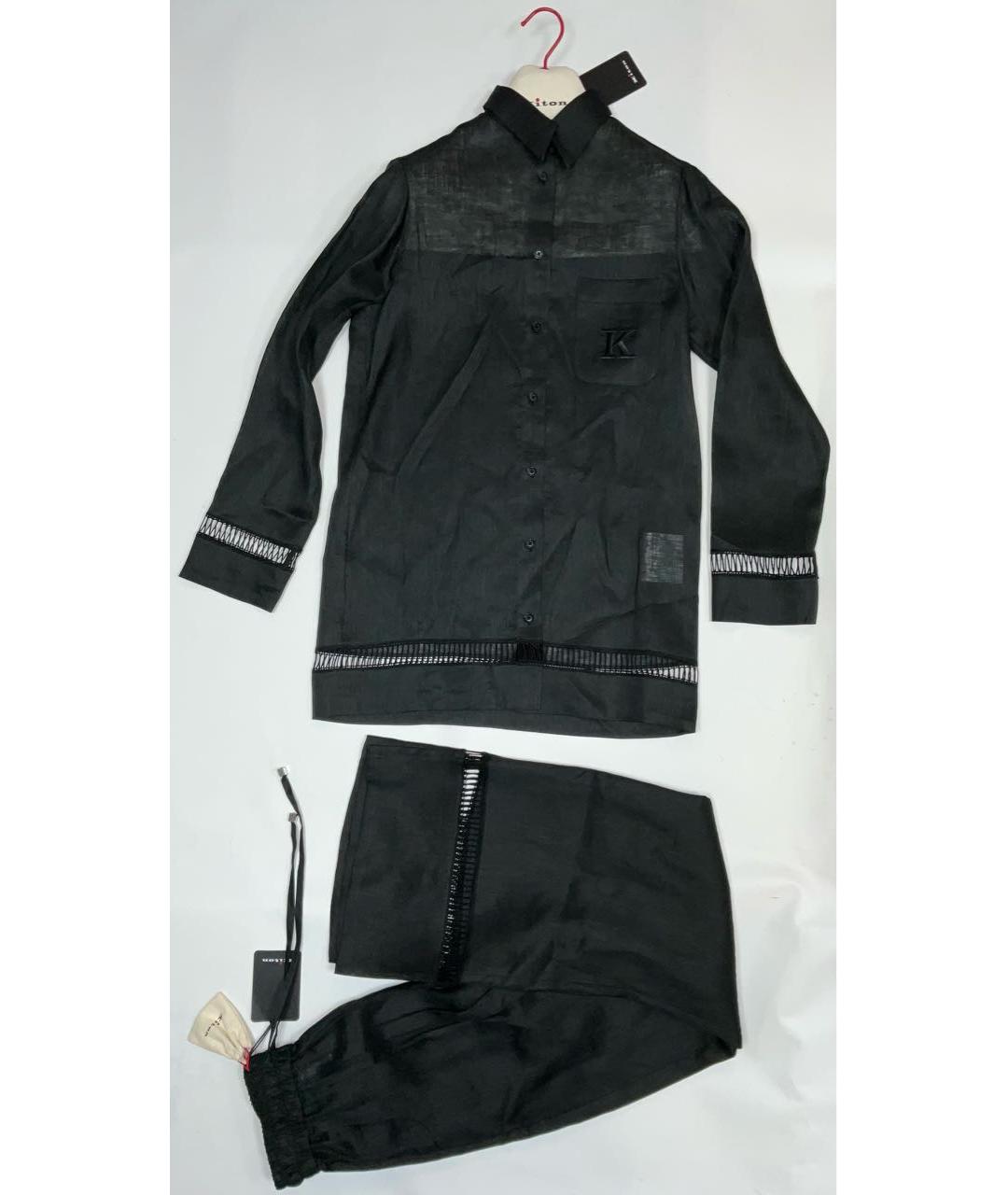 KITON Черный льняной костюм с брюками, фото 9