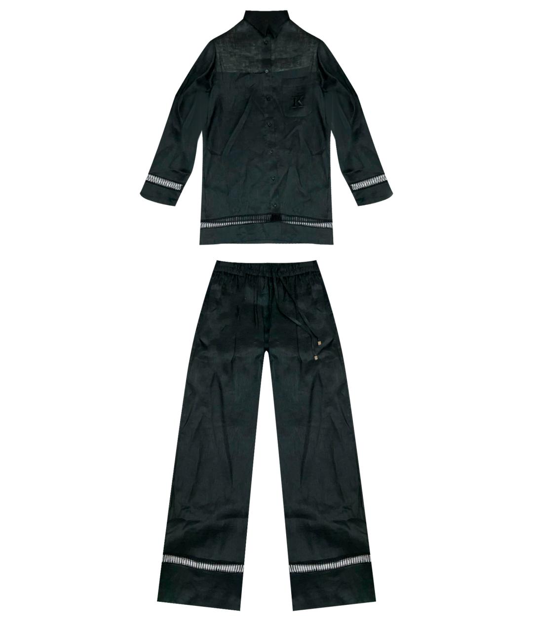 KITON Черный льняной костюм с брюками, фото 1