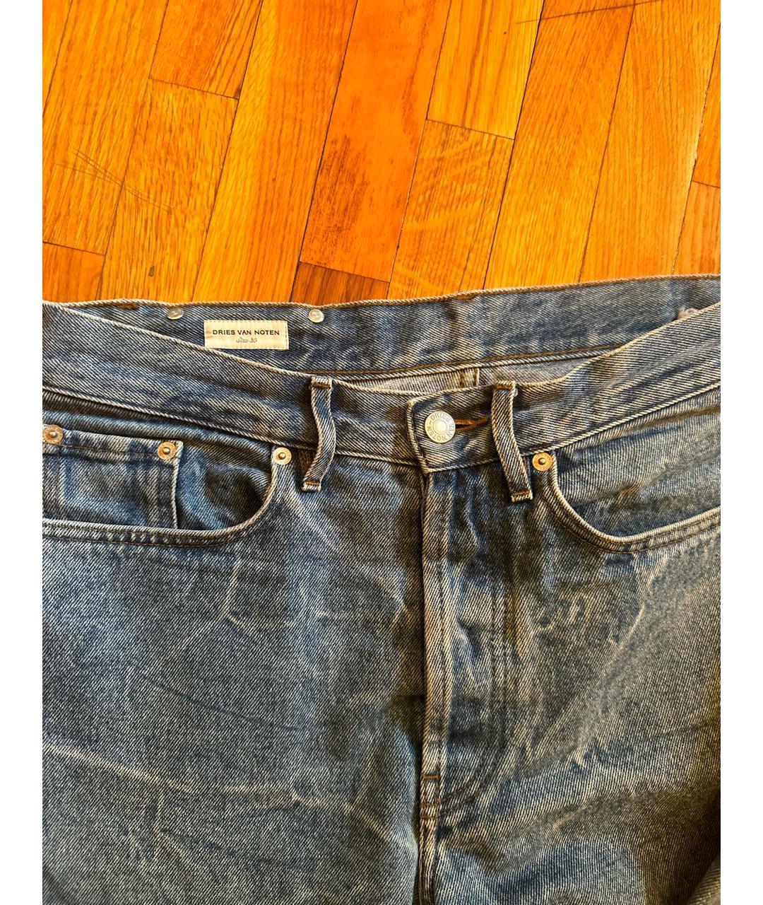 DRIES VAN NOTEN Голубые прямые джинсы, фото 3