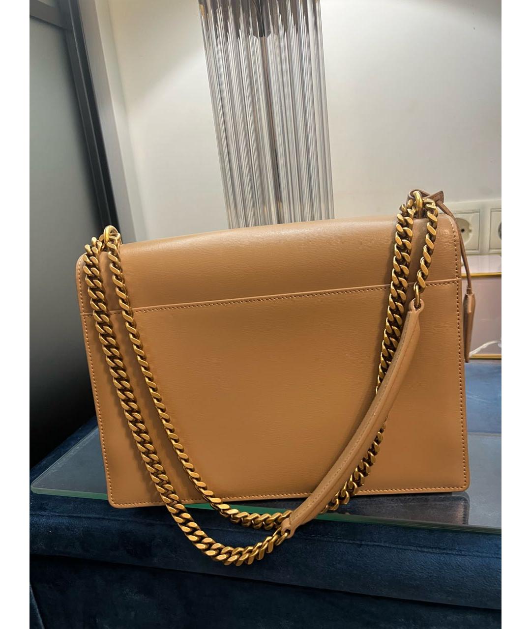 SAINT LAURENT Бежевая кожаная сумка через плечо, фото 2