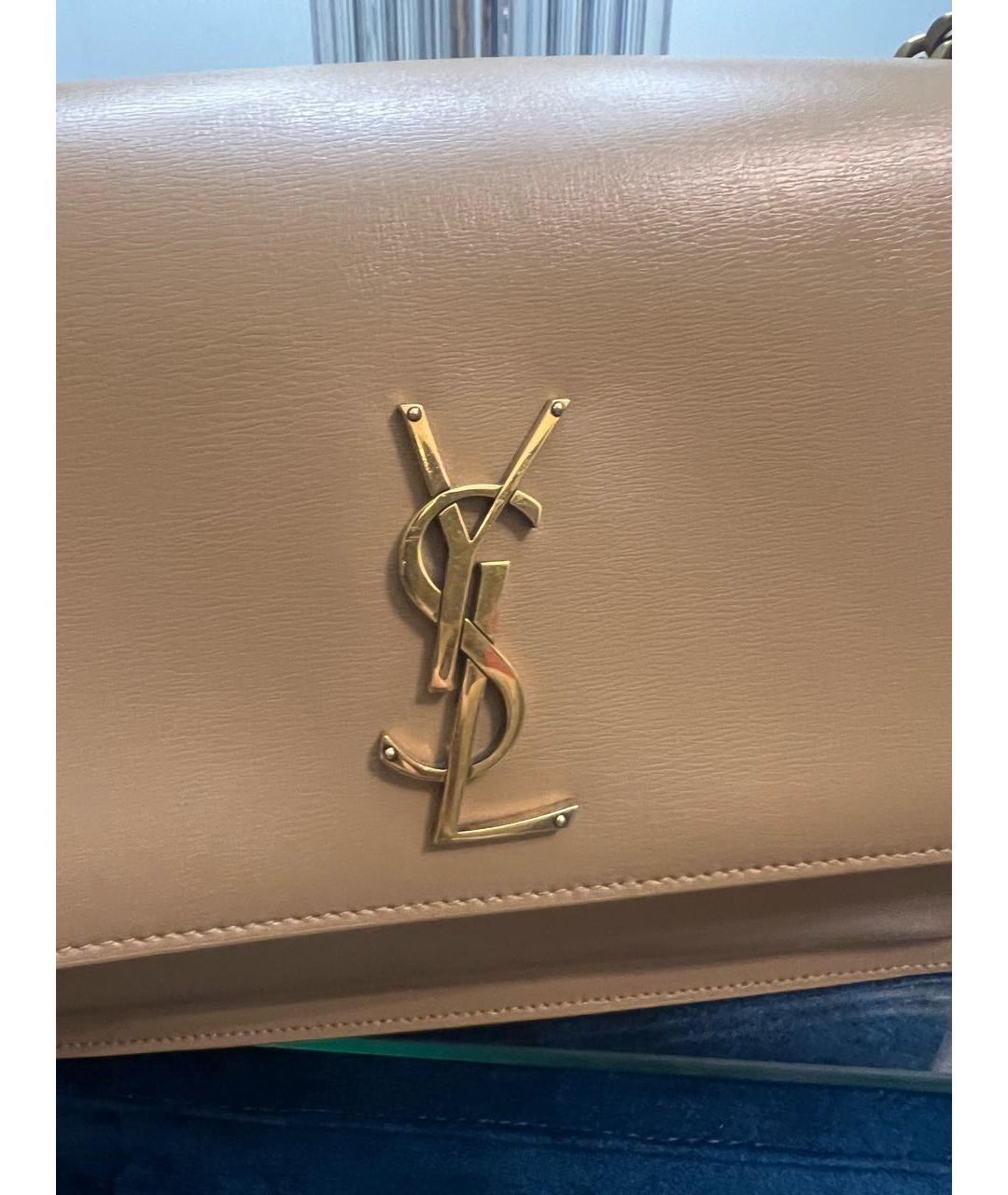 SAINT LAURENT Бежевая кожаная сумка через плечо, фото 6