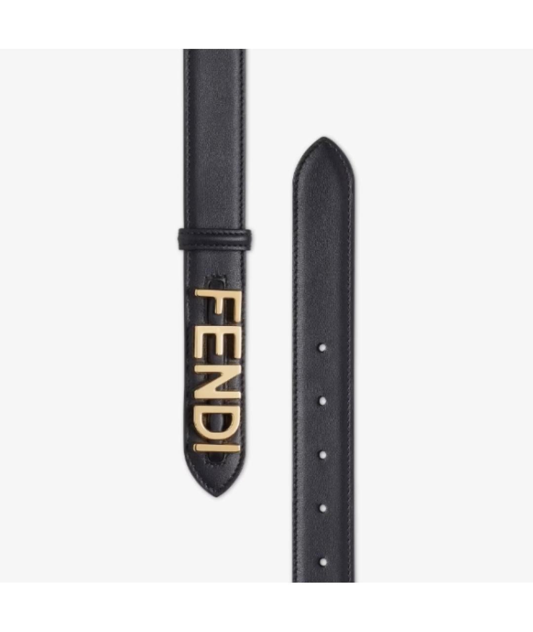 FENDI Черный кожаный ремень, фото 4