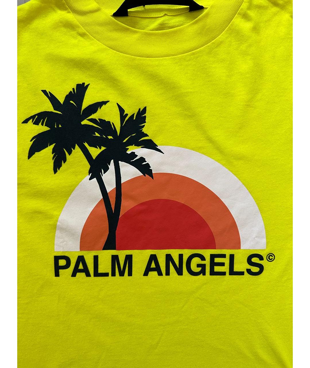 PALM ANGELS Желтая хлопковая футболка, фото 4