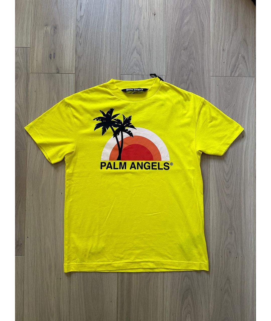 PALM ANGELS Желтая хлопковая футболка, фото 7