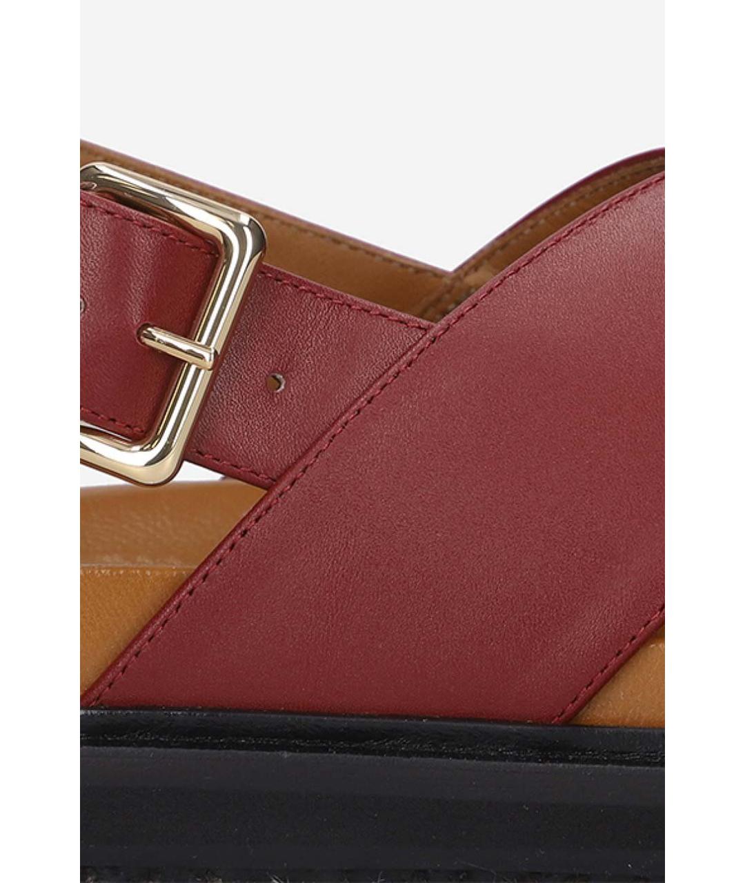MARNI Бордовые кожаные сандалии, фото 7