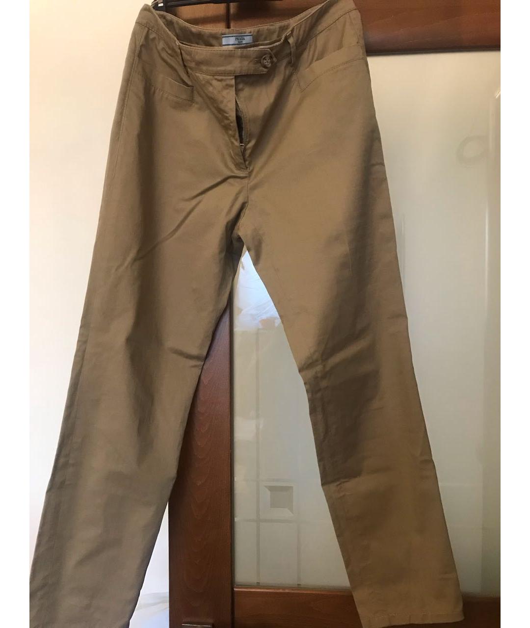 PRADA Бежевые хлопко-эластановые прямые брюки, фото 9