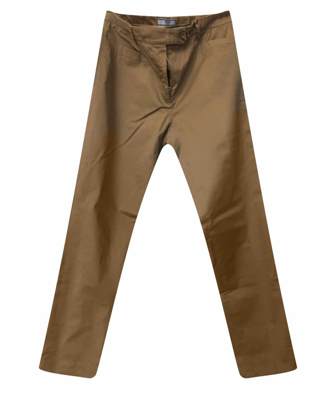 PRADA Бежевые хлопко-эластановые прямые брюки, фото 1